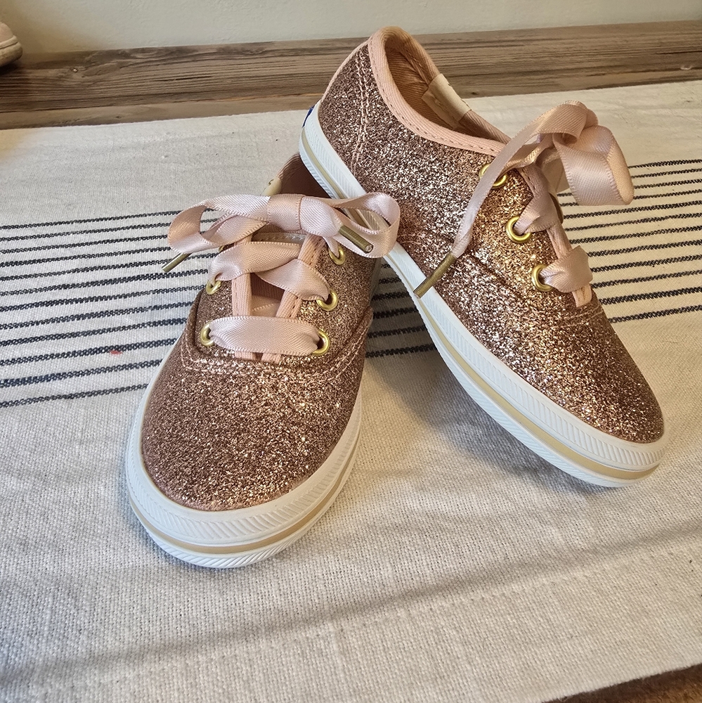 Kate Spade Glittery Rose Gold Toddler Sneakers